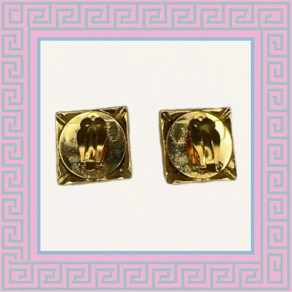 Vintage Gianni Versace Pink & Blue Crystal Earrings